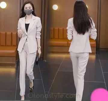 셋업 팬츠 수트 아이보리 2개 세트 출퇴근 비즈니스