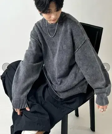 ILL'S 스웨터 니트 빈티지풍 피그먼트 가공 M 사이즈