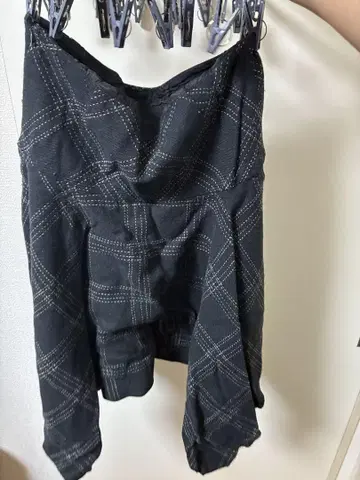 자라 블랙 체크 롱 스커트