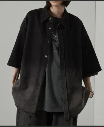 블랙 데님 셔츠