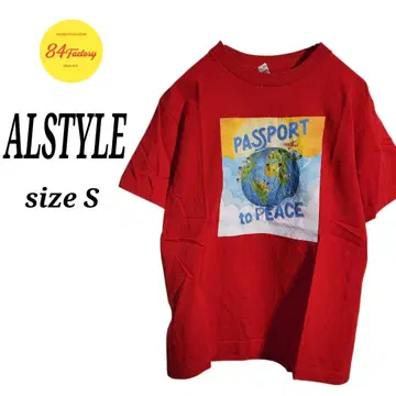 ALSTYLE 숏 슬리브 프린트 티셔츠 반팔 빨간색 남성용 S