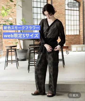 nikoand... dry 쿠시 이지 팬츠 스모크 플라워 S 사이즈