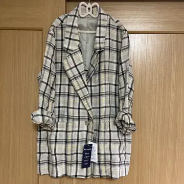 새상품 b.c.stock 체크 무늬 린넨 자켓