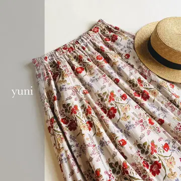 yuni 나데시코 프린트 고어 스커트 일본제 올 패턴 꽃무늬 A 라인