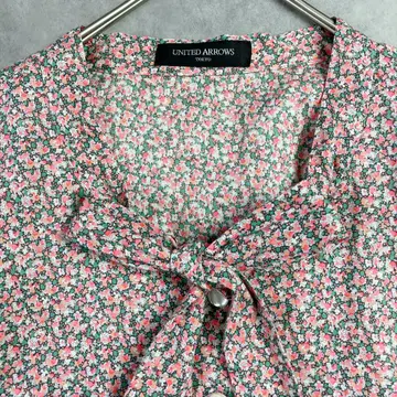 UNITED ARROWS 리버티 리본 반팔 블라우스 42 빅 사이즈