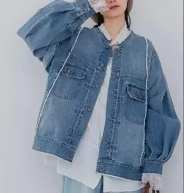 지나시스 리메이크 노카라 데님 자켓