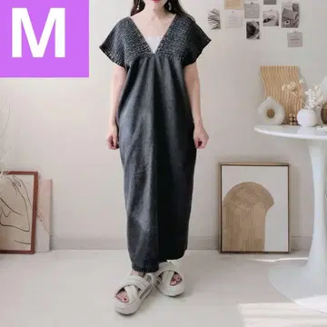 시마무라 데님 셔링 원피스 블랙 M 사이즈