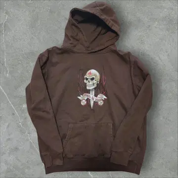 skull graphic hoodie 스컬 후드티 짧은 기장