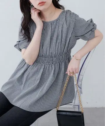 natural couture osono 트위스트 소매 페플럼 튜닉