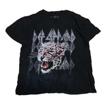 구제 의류 M 블랙 락 밴딩 티셔츠 def leppard 디플레파드