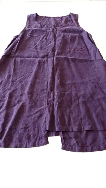 카구라야 오카야마 코지마 린넨 100% 플레어 원피스 L 천연 소재