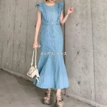 리엔다 숄더 프릴 머메이드 원피스