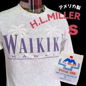 구제 의류 H.L.MILLER 90S 티셔츠 미국제 폼 프린트 화이트 S