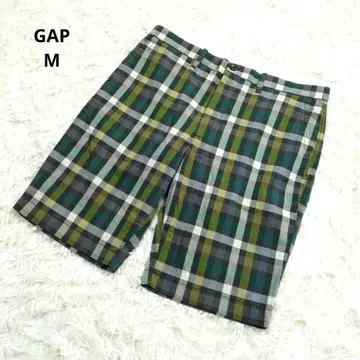 GAP 갭 체크 무늬 숏 팬츠 반바지 면100% 그린 M