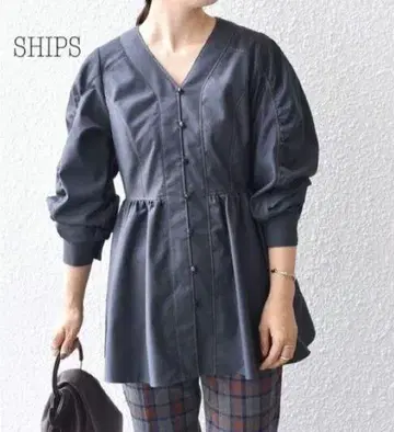 SHIPS 네이비 버튼 셔츠