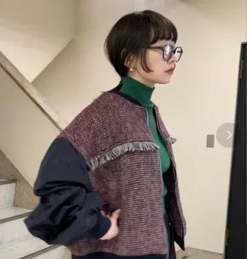 ap retro 트위드 프린지 블루종