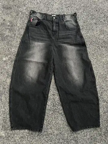 블랙 와이드 데님 팬츠