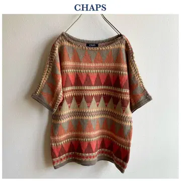 CHAPS DENIM 챕스 네이티브 무늬 코튼 니트 S 테라코타