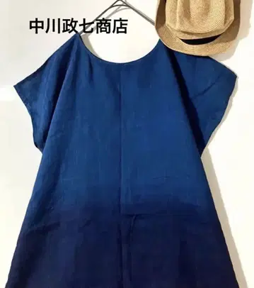 나카가와 마사시치 상점 네이비 나염 튜닉 린넨