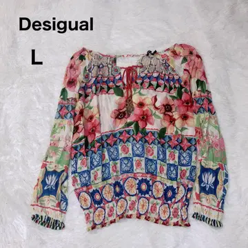 Desigual 꽃무늬 긴팔 블라우스 L 올 패턴 화려한