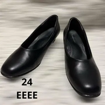 후와라쿠 블랙 슬립온 펌프스 24EEEE