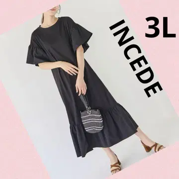 No.1446 인시드 프릴 소매 원피스 3L 블랙