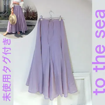 미사용 택 포함 To the sea 라벤더 린넨 볼륨 플레어 스커트