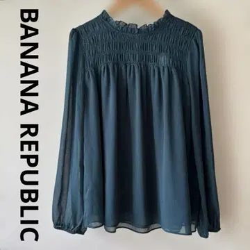 BANANA REPUBLIC/그린 셔링 긴팔 블라우스/시어/S