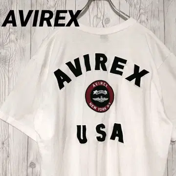 아비렉스 AVIREX 티셔츠 자수 아치 로고 XL 화이트 인기 디자인