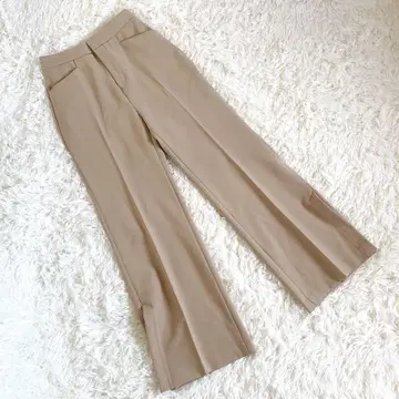 DOUDOU 센터 프레스 사이드 슬릿 플레어 팬츠 허리 밴딩