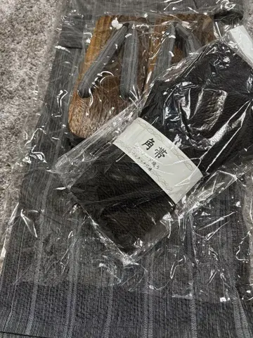 다크 그레이 유카타 세트 남성용 오비 포함