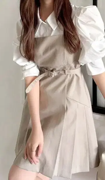 dazzlin 레이어드 셔츠 미니 원피스