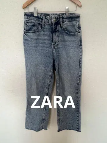ZARA 자라 블루 스트레이트 데님 컷오프 밑단