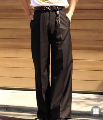 블랙 와이드 팬츠 센터 프레스 M