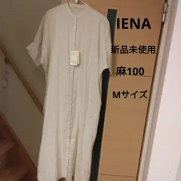 IENA 반팔 린넨 100 셔츠 원피스 M 베이지 택 포함 미사용