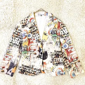 그래픽 프린트 여성용 테일러드 자켓 올 패턴 일본제 L~XL 상당