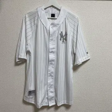 양키스 마제스틱 베이스볼 셔츠 화이트 스트라이프