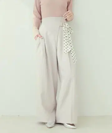 natural couture 허리 리본 턱 팬츠