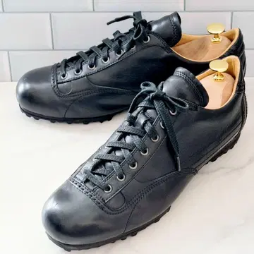 고품질 Lee 가죽 스니커즈 레이스업 25.5cm Vibram 블랙