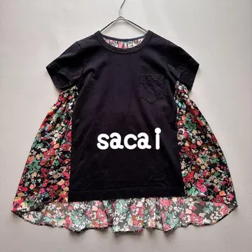 새상품급 Sacai 도킹 티셔츠 티셔츠 백 플리츠 꽃무늬 사카이