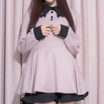 pium 리본 칼라 긴팔 셋업 핑크