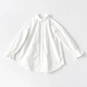 nest robe 코튼 라미 소매 프릴 셔츠 흰색 화이트