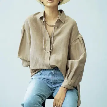 ebure 린넨 실크 셔츠