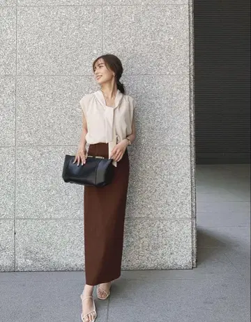 noble 양철 골지 타이트 스커트(brown)38