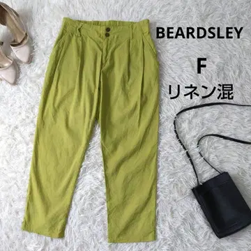 BEARDSLEY 비어즐리 린넨 혼방 턱 테이퍼드 팬츠 라임 그린