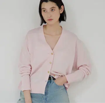 미사용 새상품 GALLARDAGALANTE 아이시 코튼 V 가디건 핑크