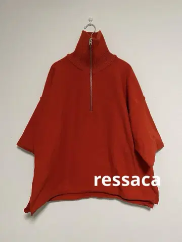 ressaca 하프 지퍼 업 반팔 니트 레드
