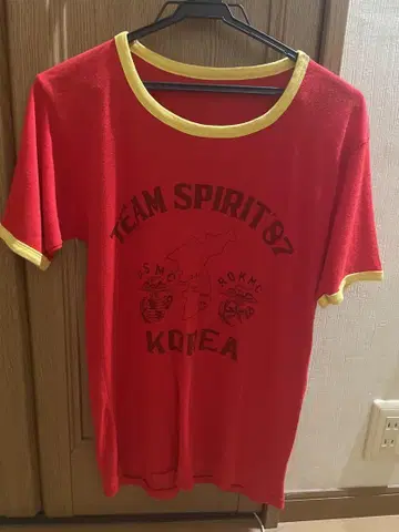 초레어 TEAM SPIRIT'87 KOREA 티셔츠 빈티지 염색