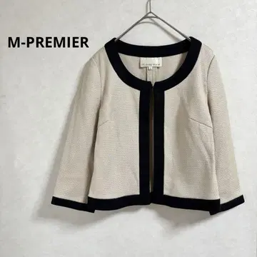 M-PREMIER 노카라 자켓 아이보리/블랙