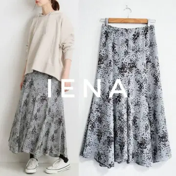 택 포함 새상품 IENA 양류 프린트 머메이드 스커트 그레이 36